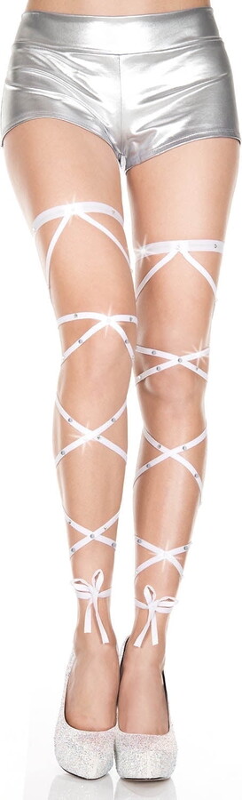 Music Legs Women’s Rhinestones leg wraps – Style: 34005-WHITE