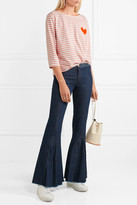 Thumbnail for your product : Chinti and Parker Velvet-appliquéd Striped Cotton-jersey Top