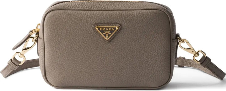 Prada Mini Zip Triangle-Logo Leather Shoulder Bag
