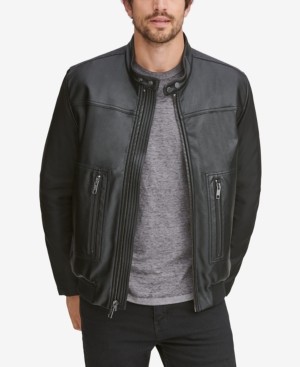 Andrew Marc Men's Griffith Blocked Racer Faux Leather Jacket
