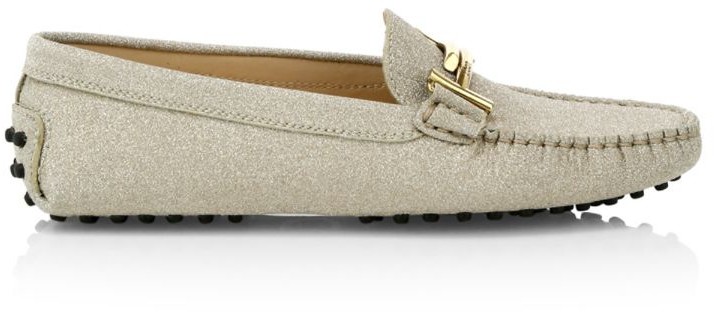 tods glitter loafers