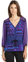 Thumbnail for your product : Nanette Lepore violet and blue silk printed 'Tribal' blouse