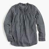 Thumbnail for your product : J.Crew Petite ruffle classic popover shirt in mini windowpane