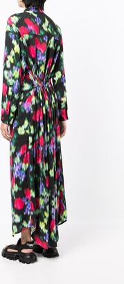 Kenzo Blurred Flowers-Print Maxi Shirt Dress