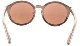Thumbnail for your product : Linda Farrow Round Snakeskin-Trimmed Sunglasses