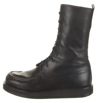 The Row Leather Whipstitch Trim Combat Boots