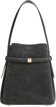 Suede bucket bag with strap