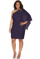 Thumbnail for your product : R & M Richards R&M Richards Plus Size One-Shoulder Beaded Dress