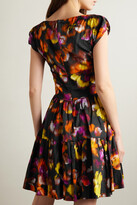 Thumbnail for your product : Jason Wu Collection Tiered Printed Crinkled-sateen Mini Dress - Black