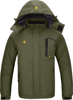 JACKETOWN Men's Winter Jacket With Hood Waterproof Windproof Fleece Outdoor  Warm Jacket With Detachable Hood Warm Lined Wine Black M - ShopStyle