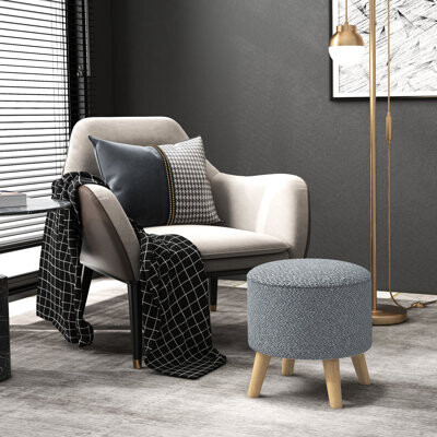 Gray Stool With Soft Cushion And Storage Comfortable Hidden For Bedroom