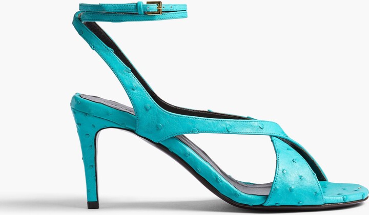 Liria Ankle Strap Sandal in Crystal Blue Ostrich