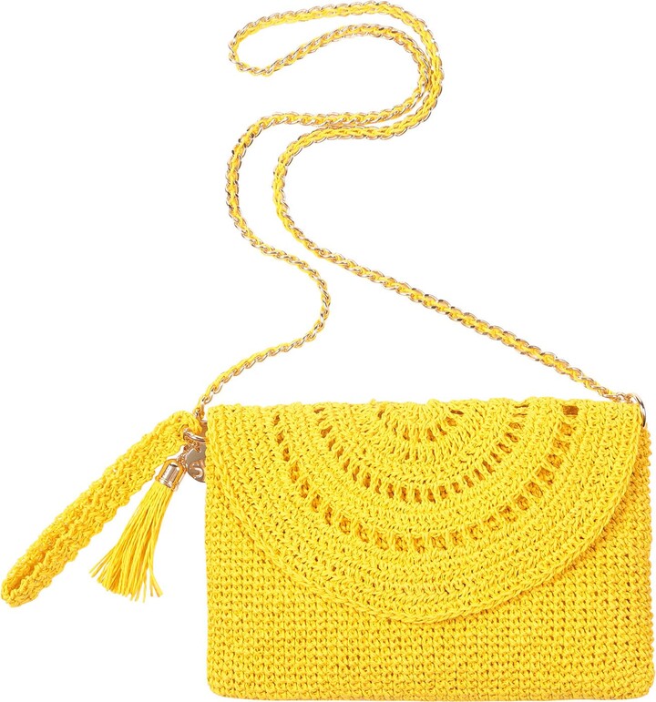 Sjw Bags London Grace Hand Crochet Bag In Yellow