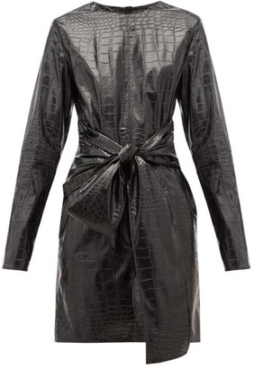 MSGM Crocodile-effect Faux Leather Mini Dress - Black