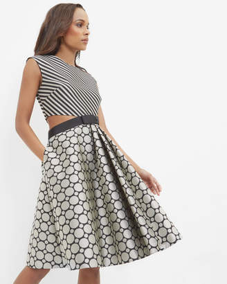 Ted Baker Stripe And Circle Cut-out Dress Black