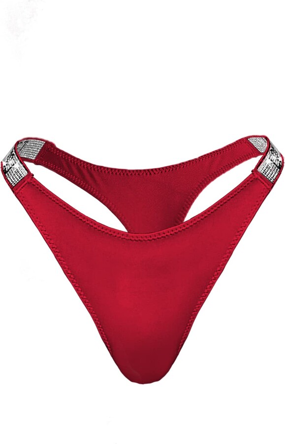 Love Salve Rhinestones Shine Strap Brazilian Panty Cotton Thong