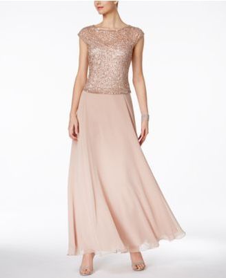 J Kara Embellished A-Line Gown