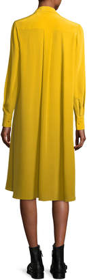 McQ Tie-Neck Long-Sleeve Silk Dress