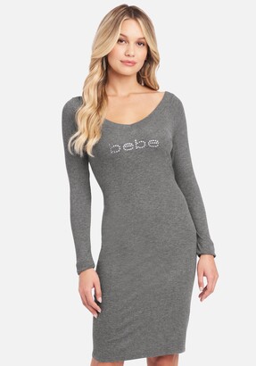 Bebe Long Sleeve Logo Dress
