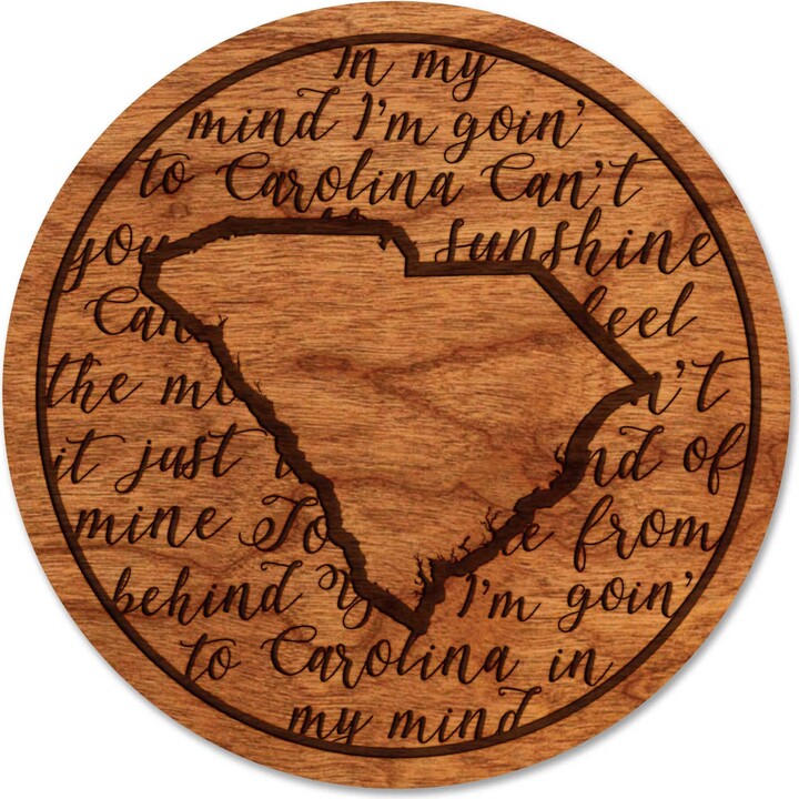 Etsy South Carolina "Carolina in My Mind" Coaster - Crafted From Cherry Or Maple Wood