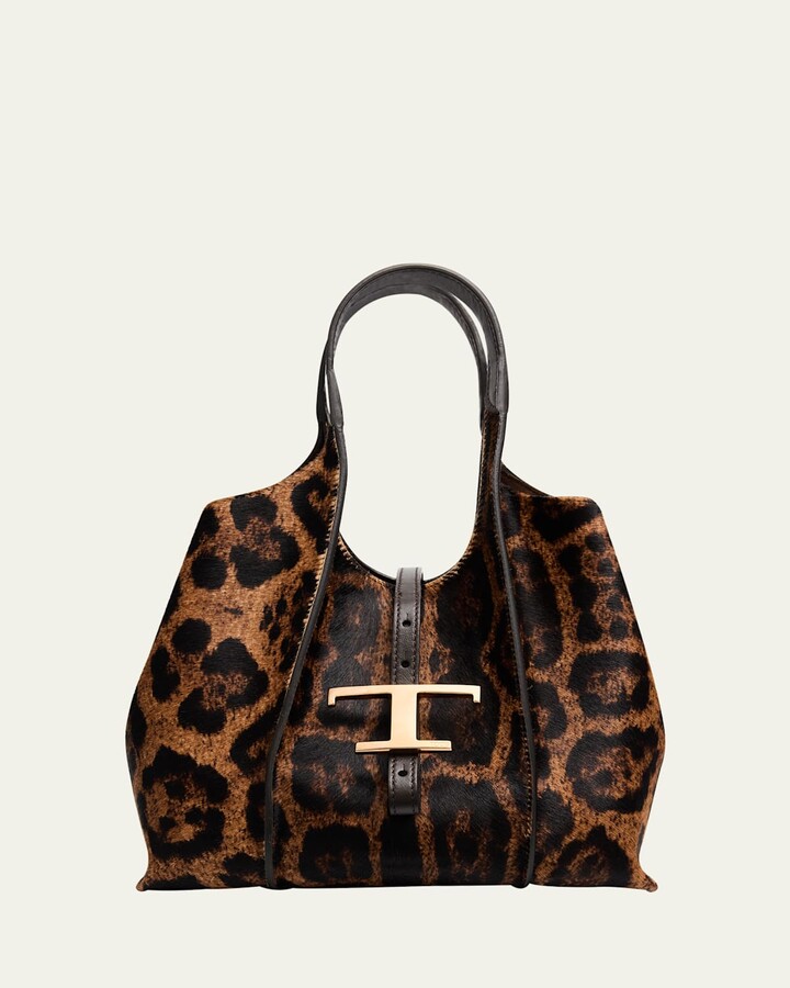 Tod's Animal-Print Calf Hair Shopping Tote Bag