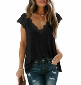 Thumbnail for your product : Trieskull Women's V Neck Lace Trim Tank Tops Casual Loose Sleeveless Blouse Shirts (Dark Gray 3XL)