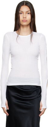 Helmut Lang White Cotton Long Sleeve T-Shirt