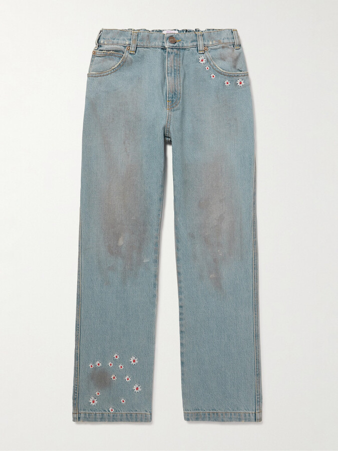 ERL KIDS Embroidered Distressed Jeans