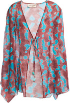 Thumbnail for your product : Adriana Degreas Embellished Printed Cotton And Silk-blend Coverup