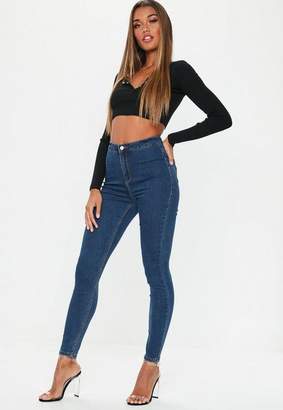 Missguided Blue High Waisted Skinny Jeans