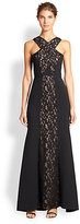 Thumbnail for your product : BCBGMAXAZRIA Lace-Paneled Halter Gown