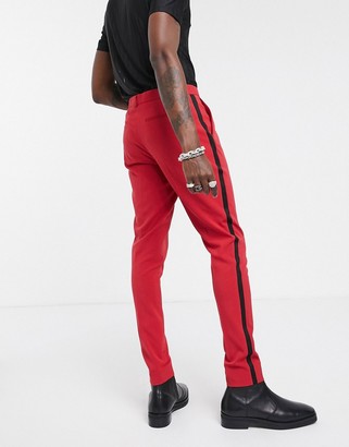 ASOS DESIGN super skinny smart pants in red