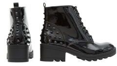 New Look Teens Black Patent Studded Back Lace Up Boots