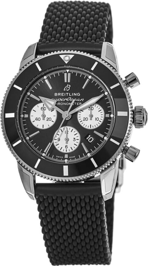 Breitling Superocean Heritage B01 Chronograph 44 Black Dial Rubber Strap Men's Watch AB0162121B1S1