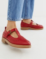 Thumbnail for your product : ASOS DESIGN Moral leather flat shoes in red