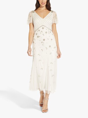 Adrianna Papell Beaded A-Line Dress, Ivory