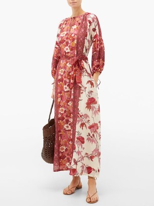 D'Ascoli Vista Belted Floral-print Cotton Dress - Red Print