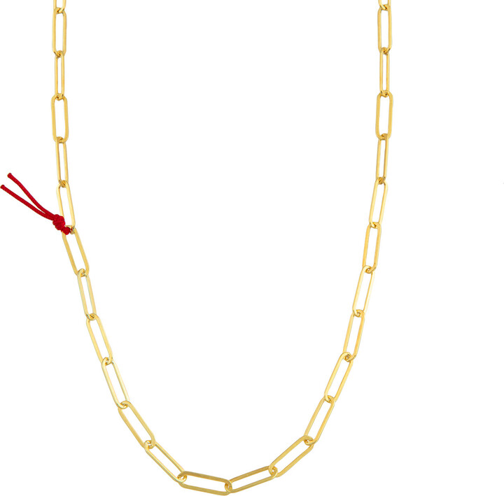 The Pheia Gold Paperclip Chain Necklace With Red String