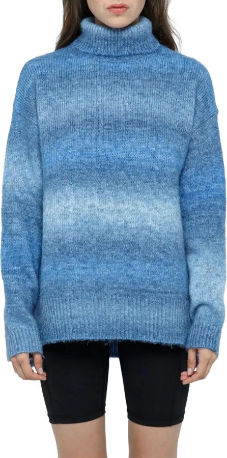 Merci Ombré Turtleneck Sweater In Blue Mix