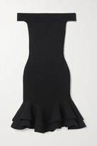 Thumbnail for your product : Alexander McQueen Off-the-shoulder Ruffled Ribbed Stretch-knit Mini Dress