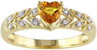 Stella Grace Yellow Sapphire & Diamond Accent 10k Gold Heart Ring