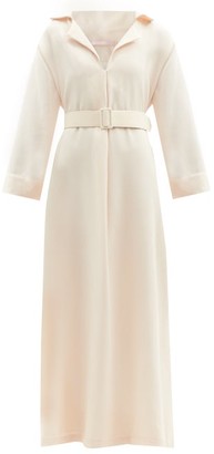 MARTA FERRI Belted Wool-crepe Dress - Cream