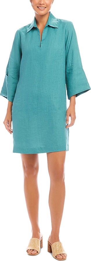 Karen Kane Linen Cuffed Sleeve Dress