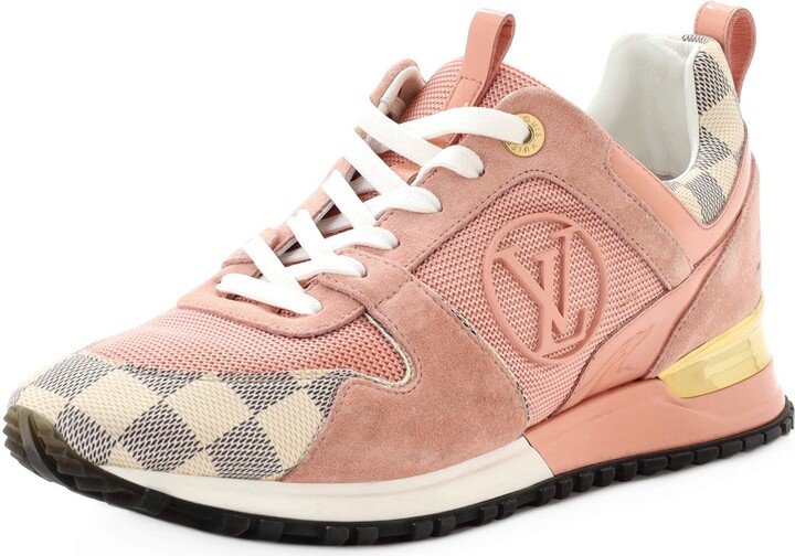 Louis Vuitton Chrono Womens Shoes Sneakers Trainers Black Pink Leather  Canvas