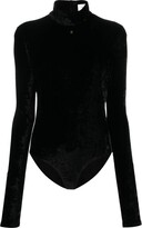 Emblem long-sleeve velvet bodysuit 
