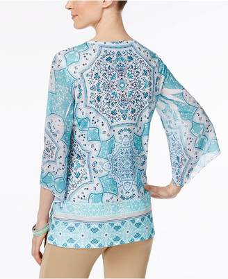 JM Collection Chiffon-Sleeve Studded Tunic, Only at Mayc's