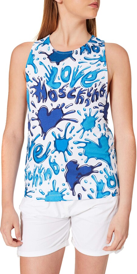 Love Moschino Womens Tie Neck Floral Keyhole Tank Top 