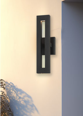 Orren Ellis Miamarie - 2 Light LED Outdoor Wall Mount In Coal Finish