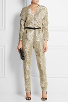Thumbnail for your product : Pedro del Hierro Madrid Textured silk-blend lamé jumpsuit