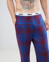 Thumbnail for your product : ASOS Design DESIGN straight pyjama bottoms in check with branded waistband-Navy